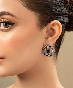 Sapphire Cubic Studs Earrings Fashion Jewellery Imjsd-Ef2507Sr 5 Jsd Ef2507Sapphirec Imanistudio.com