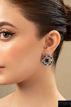 Sapphire Cubic Studs Earrings Fashion Jewellery Imjsd-Ef2507Sr 5 Jsd Ef2507Sapphirec Imanistudio.com