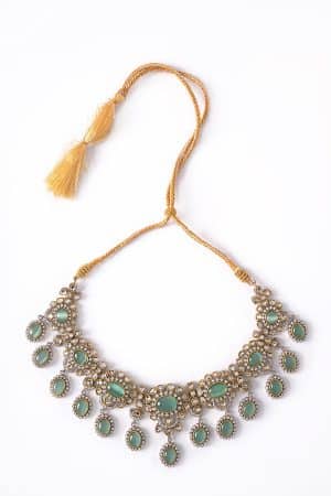 3 Pcs Sultana Bridal Set Mint Green Fashion Jewellery IMJST-BR2504MG