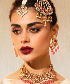 2 Pcs Sirin Necklace &Amp; Earrings Set Pink Quartz Fashion Jewellery Imjst-Ef2502Pq 10 Jst Ef2502Pink Quartz Imanistudio.com