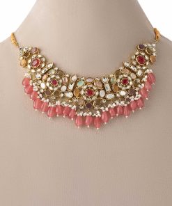 2 Pcs Sirin Necklace & Earrings Set Pink Quartz Fashion Jewellery IMJST-EF2502PQ
