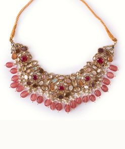 2 Pcs Sirin Necklace &Amp; Earrings Set Pink Quartz Fashion Jewellery Imjst-Ef2502Pq 7 Jst Ef2502Pink Quartzb Imanistudio.com