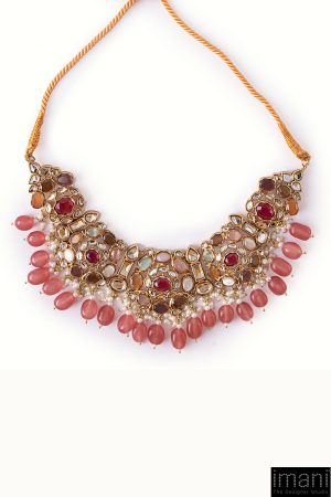 2 Pcs Sirin Necklace &Amp; Earrings Set Pink Quartz Fashion Jewellery Imjst-Ef2502Pq 7 Jst Ef2502Pink Quartzb Imanistudio.com