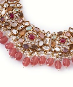 2 Pcs Sirin Necklace &Amp; Earrings Set Pink Quartz Fashion Jewellery Imjst-Ef2502Pq 8 Jst Ef2502Pink Quartzc Imanistudio.com