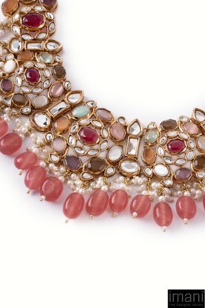 2 Pcs Sirin Necklace &Amp; Earrings Set Pink Quartz Fashion Jewellery Imjst-Ef2502Pq 8 Jst Ef2502Pink Quartzc Imanistudio.com