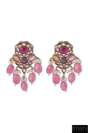 2 Pcs Sirin Necklace &Amp; Earrings Set Pink Quartz Fashion Jewellery Imjst-Ef2502Pq 9 Jst Ef2502Pink Quartzd Imanistudio.com