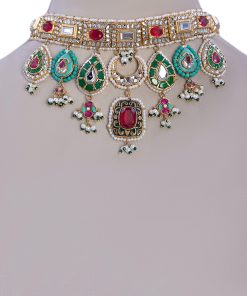 2 Pcs Multi-Colour Necklace & Earrings Set Fashion Jewellery IMJST-W2407MC