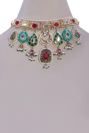 2 Pcs Multi-Colour Necklace & Earrings Set Fashion Jewellery IMJST-W2407MC