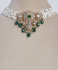 2 Pcs Choker Bridal Set Emerald Green Fashion Jewellery IMJST-W2408EG