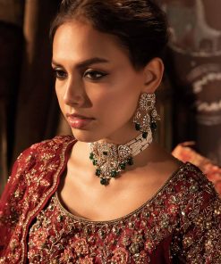 2 Pcs Choker Bridal Set Emerald Green Fashion Jewellery Imjst-W2408Eg 7 Jst W2408Emerald Greenb Imanistudio.com