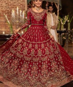 Mariab Couture Roza Deep Red Pure Organza Lehenga Choli Set Mbmc-1008Dr 10 Mc 1007Red Imanistudio.com