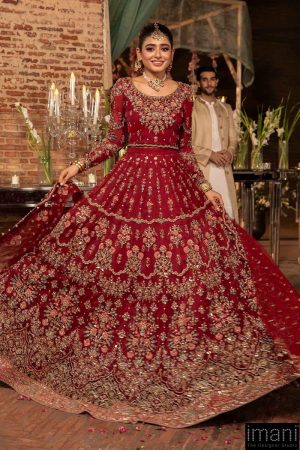 Mariab Couture Roza Deep Red Pure Organza Lehenga Choli Set Mbmc-1008Dr 10 Mc 1007Red Imanistudio.com