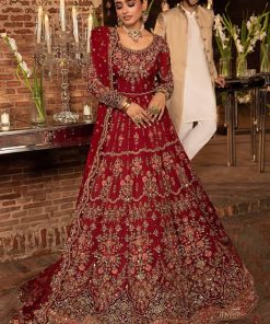 MariaB Couture Roza Deep Red Pure Organza Lehenga Choli Set MBMC-1008DR