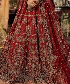 Mariab Couture Roza Deep Red Pure Organza Lehenga Choli Set Mbmc-1008Dr 15 Mc 1007Redd Imanistudio.com