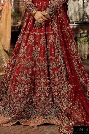 Mariab Couture Roza Deep Red Pure Organza Lehenga Choli Set Mbmc-1008Dr 15 Mc 1007Redd Imanistudio.com