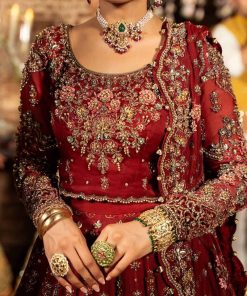 Mariab Couture Roza Deep Red Pure Organza Lehenga Choli Set Mbmc-1008Dr 14 Mc 1007Rede Imanistudio.com