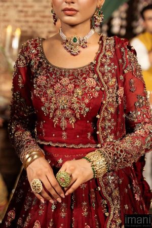 Mariab Couture Roza Deep Red Pure Organza Lehenga Choli Set Mbmc-1008Dr 14 Mc 1007Rede Imanistudio.com