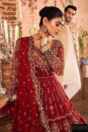 Mariab Couture Roza Deep Red Pure Organza Lehenga Choli Set Mbmc-1008Dr 12 Mc 1007Redf Imanistudio.com