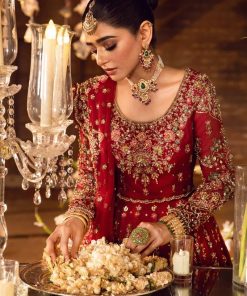Mariab Couture Roza Deep Red Pure Organza Lehenga Choli Set Mbmc-1008Dr 11 Mc 1007Redg Imanistudio.com