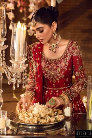 Mariab Couture Roza Deep Red Pure Organza Lehenga Choli Set Mbmc-1008Dr 11 Mc 1007Redg Imanistudio.com