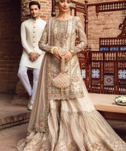 Maria B Couture Wedding Wear Ivory Organza Gharara Set MBMC-1008VR