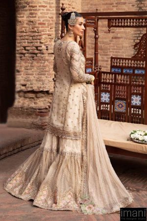 Maria B Couture Wedding Wear Ivory Organza Gharara Set Mbmc-1008Vr 14 Mc 1008 Offwhiteb Imanistudio.com