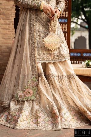 Maria B Couture Wedding Wear Ivory Organza Gharara Set Mbmc-1008Vr 13 Mc 1008 Offwhitee Imanistudio.com