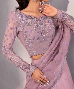 Maria B Couture Wedding Wear Dareen Lilac Organza Lehenga Saree Mbmc-1010Lc 11 Mc 1010Lilacc Imanistudio.com