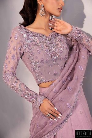 Maria B Couture Wedding Wear Dareen Lilac Organza Lehenga Saree Mbmc-1010Lc 11 Mc 1010Lilacc Imanistudio.com