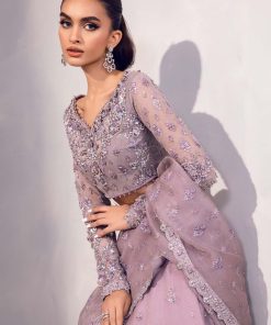 Maria B Couture Wedding Wear Dareen Lilac Organza Lehenga Saree Mbmc-1010Lc 10 Mc 1010Lilacd Imanistudio.com