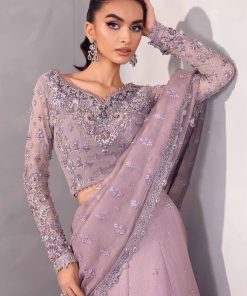 Maria B Couture Wedding Wear Dareen Lilac Organza Lehenga Saree Mbmc-1010Lc 8 Mc 1010Lilacf Imanistudio.com