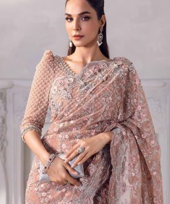 Couture Wedding Wear Solana Peachy Pink Pure Net Saree Mbmc-1011Pp 13 Mc 1011A Peacha Imanistudio.com