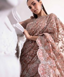 Couture Wedding Wear Solana Peachy Pink Pure Net Saree Mbmc-1011Pp 16 Mc 1011A Peachb Imanistudio.com