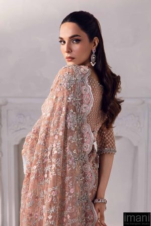 Couture Wedding Wear Solana Peachy Pink Pure Net Saree Mbmc-1011Pp 15 Mc 1011A Peachf Imanistudio.com