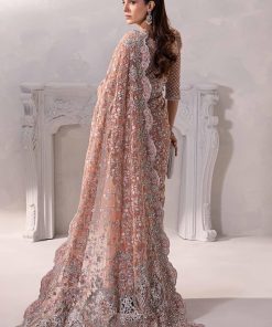 Couture Wedding Wear Solana Peachy Pink Pure Net Saree Mbmc-1011Pp 18 Mc 1011A Peachg Imanistudio.com