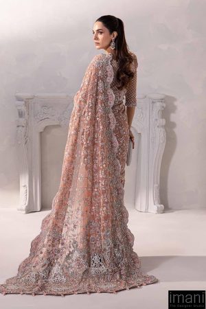 Couture Wedding Wear Solana Peachy Pink Pure Net Saree Mbmc-1011Pp 18 Mc 1011A Peachg Imanistudio.com