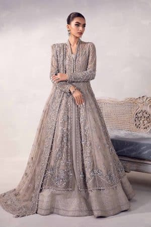 Couture Wedding Wear Sylvana Grey Net/Raw Silk Outfit Mbmc-1013Gy