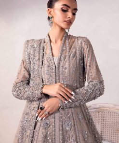 Couture Wedding Wear Sylvana Grey Net/Raw Silk Outfit Mbmc-1013Gy 26 Mc 1013 Greya Imanistudio.com