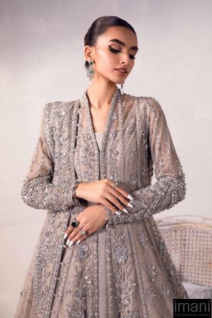 Couture Wedding Wear Sylvana Grey Net/Raw Silk Outfit Mbmc-1013Gy 26 Mc 1013 Greya Imanistudio.com