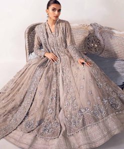 Couture Wedding Wear Sylvana Grey Net/Raw Silk Outfit Mbmc-1013Gy 17 Mc 1013 Greyb Imanistudio.com