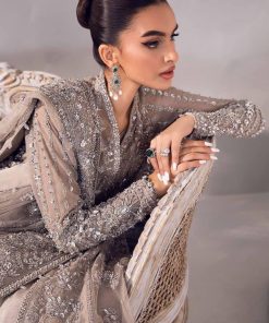 Couture Wedding Wear Sylvana Grey Net/Raw Silk Outfit Mbmc-1013Gy 20 Mc 1013 Greyd Imanistudio.com