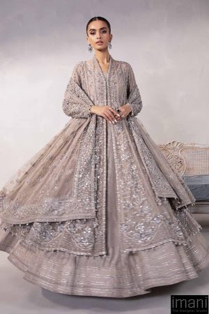 Couture Wedding Wear Sylvana Grey Net/Raw Silk Outfit Mbmc-1013Gy 15 Mc 1013 Greye Imanistudio.com