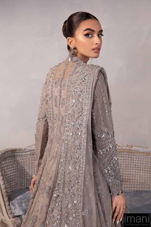 Couture Wedding Wear Sylvana Grey Net/Raw Silk Outfit Mbmc-1013Gy 22 Mc 1013 Greyj Imanistudio.com
