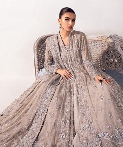 Couture Wedding Wear Sylvana Grey Net/Raw Silk Outfit Mbmc-1013Gy 16 Mc 1013 Greym Imanistudio.com