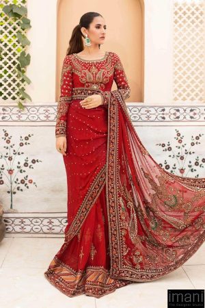 Couture Wedding Wear Gulabo Deep Red Pure Net Saree Mbmc-0910Dr 8 Mc 910Redc Imanistudio.com