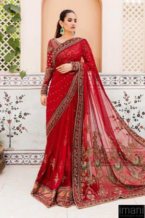 Couture Wedding Wear Gulabo Deep Red Pure Net Saree Mbmc-0910Dr 7 Mc 910Redd Imanistudio.com
