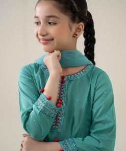 Mariab Kids Ferozi Embroidered Cotton Lawn Suit Mbkd-Ea2506Fz 10 Mkd Ea2506Ferozia Imanistudio.com