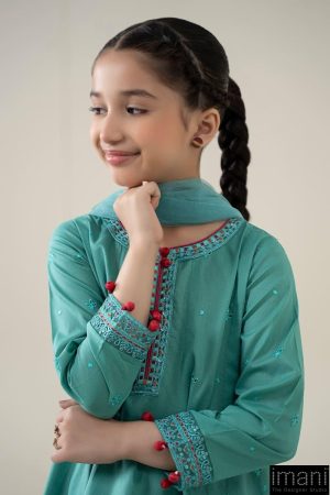 Mariab Kids Ferozi Embroidered Cotton Lawn Suit Mbkd-Ea2506Fz 10 Mkd Ea2506Ferozia Imanistudio.com
