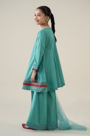 Mariab Kids Ferozi Embroidered Cotton Lawn Suit Mbkd-Ea2506Fz 12 Mkd Ea2506Ferozib Imanistudio.com