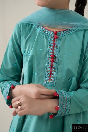 Mariab Kids Ferozi Embroidered Cotton Lawn Suit Mbkd-Ea2506Fz 9 Mkd Ea2506Ferozic Imanistudio.com